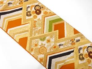 アンティーク　松皮菱に笠松・菊模様織り出し袋帯（材料）